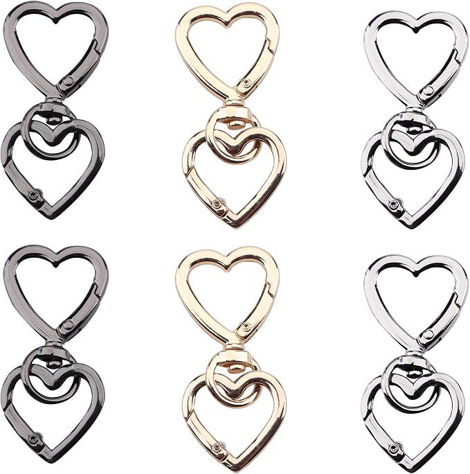 12 Pcs Heart Swivel Spring Clasps，Metal Spring Key Chain Hook Clasps，Clip by Unknown