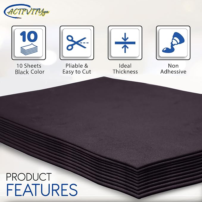 Black EVA Foam Sheets, 9 x 12 Inch, 2mm Thick Handicraft Foam Paper - Image 4