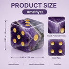 2PCS Crystal D6 Dice, 16mm Natural Gemstone Mahjong Dice Set Stone Dice - Image 2
