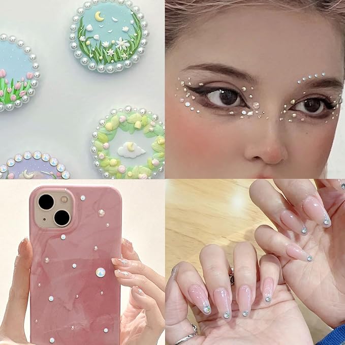 2100Pcs Self Adhesive Pearls and Rhinestone Sticker, Stick on Rhinestone Hair - Image 7