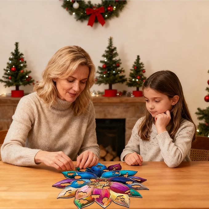 Wooden Puzzles for Adults, Lotus Flower Jigsaw Puzzles 5MM, 200 Pieces Unique - Image 3
