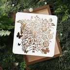 1pc Human Ribcage Flowers Journal Stencil - Image 4