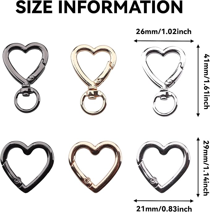 12 Pcs Heart Swivel Spring Clasps，Metal Spring Key Chain Hook Clasps，Clip - Image 6