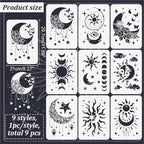 INFUNLY 9PCS/Set Sun Moon Wall Stencils - Image 2