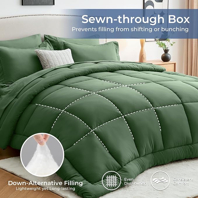 Sasttie Queen Comforter Set, 7 Pieces Bed in a Bag Queen, Complete Bedding Set - Image 3