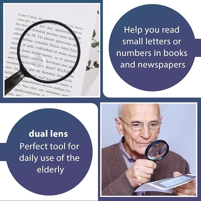 Feosky Handheld Reading Magnifier, 10X Magnifier, 90mm Shatterproof Lens - Image 3