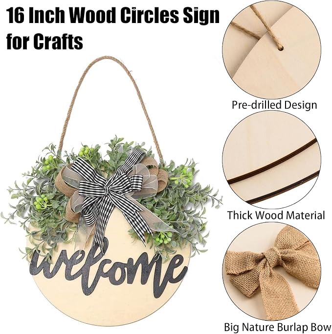 12 Pcs 18 Inch Wood Circles for Crafts Unfinished Round Wood Discs Blank Wooden - Image 4