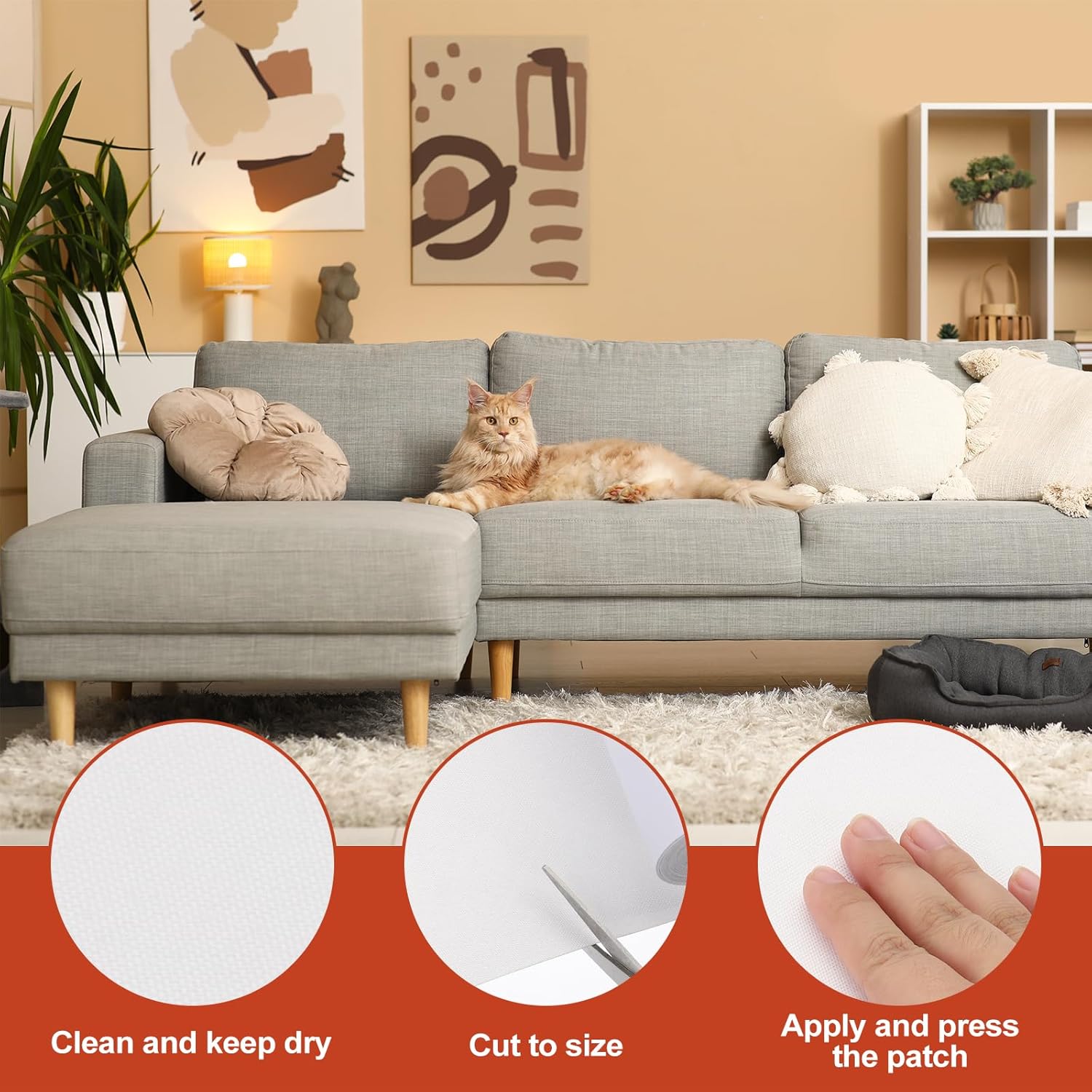 PATIKIL 70x6.2 Inch Linen Repair Tape, Repair Fabric Patch Self Adhesive Couch Patch Line Repair Patch for Furniture Sofa Car Seats Office Chairs, White