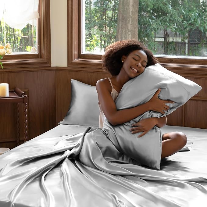 CozyLux Satin Sheets Cal King Sheet Set - Image 7