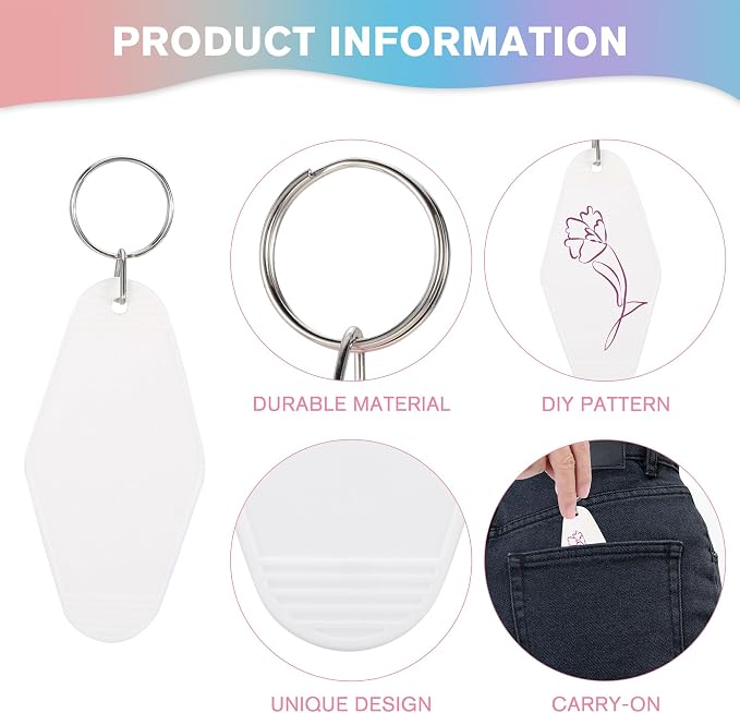 Yoption 50pcs Blank Motel Keychain Bulk - Image 4