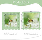 8x8 Picture Frame with Mat for 6x6, Wavy Edge Wooden Real Glass Photo Frame for - Image 3