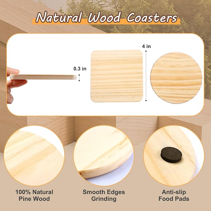 36 Pcs Unfinished Wood Coasters - Image 5