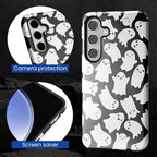 Case for Samsung Galaxy S24 Case, Halloween Ghosts Bats Design Hybrid Dual - Image 2