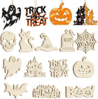 36PCS Wooden Halloween Ornaments to Paint Fall Decorations, 12 Styles DIY Blank by Sophena