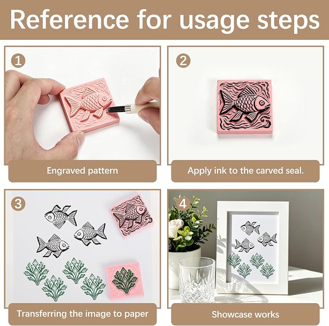 50Pcs Square Linoleum Blocks for Printmaking, 2x2in Premium Rubber Stamps - Image 5