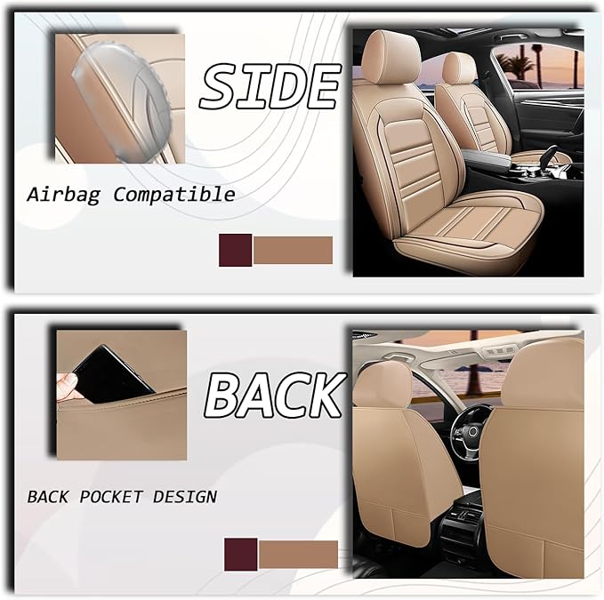 Seat Cover for Tahoe 1995-2025 | Car Seat Covers Front Seats, Waterproof Seat Protectors, Automotive Front Seat Covers (Front Seat, Beige)