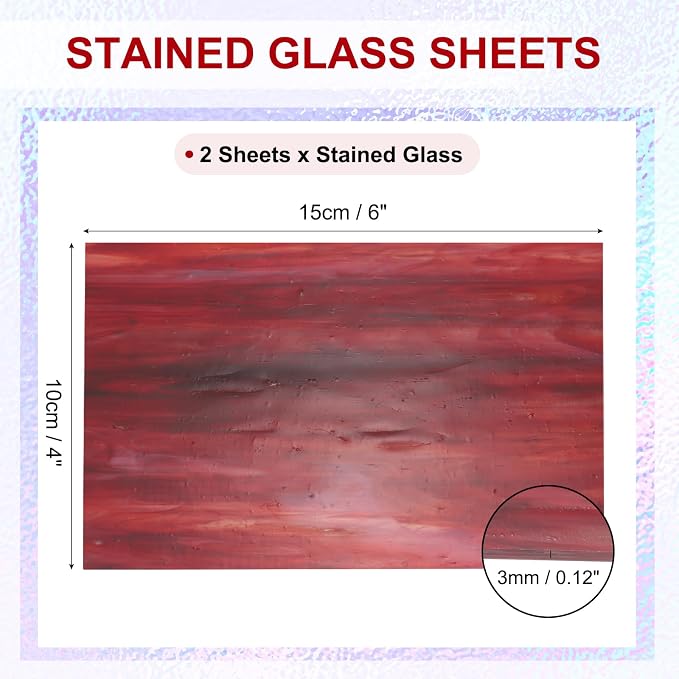 PATIKIL 4 x 6 Inch Transparent Stained Glass Sheets, 2 Sheets Mosaic Glass - Image 2