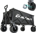 EchoSmile Collapsible Folding Wagon Cart with Compact Storage - 400LBS Capacity All Terrain Utility Cart for Camping, Beach, Grocery, Gardening - Black Outdoor Wagon