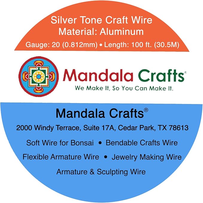 Mandala Crafts 20 Gauge Silver Tone Anodized Aluminum Craft Wire, 100 FT | - Image 3