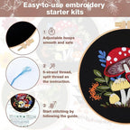 RidaaFri Embroidery Kit for Beginners, 3 Pk Stamped Mushroom DIY Craft Supplies - Image 6