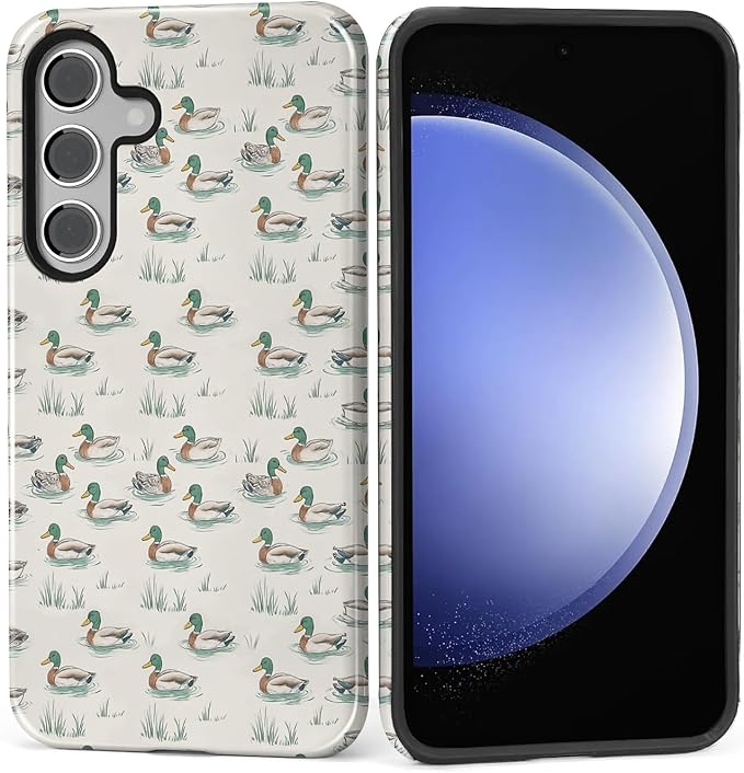 for Samsung Galaxy S24 Plus Case, Cute Duck Pattern Glossy 2 in 1 Shockproof by Teonvpu