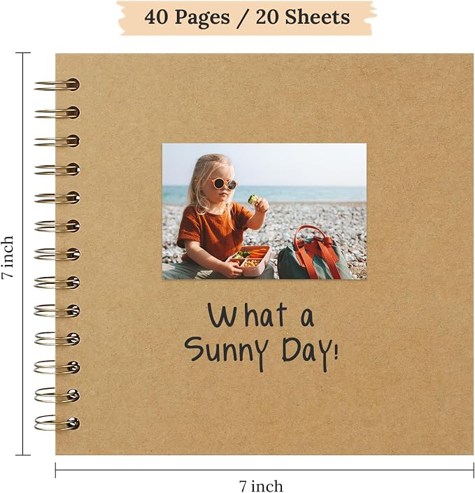 Scrapbook 7x7 Inch DIY Scrapbook Album Hardcover Kraft Paper Scrap Book Photo - Image 2