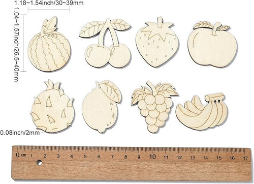 100 Pcs Unfinished Wooden Cutouts Fruit Wood Shapes Painting Wooden Crafts Wood - Image 2