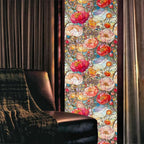 Red Cream Beige Peony Floral Stained Glass Window Films Decorative Double-Side - Image 2