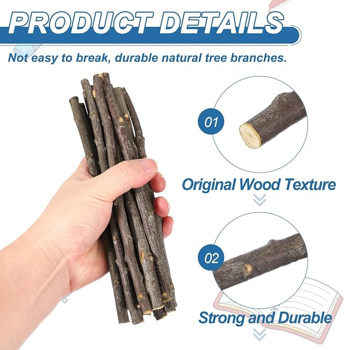 PATIKIL 25 Pcs 8inch Wood Log Sticks, 0.28-0.39inch in Diameter Natural - Image 3