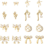 FASHEWELRY Alloy Bowknot Charms Links Golden Bow Tie Connector Charms Metal Bow - Image 7