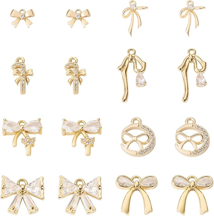FASHEWELRY Alloy Bowknot Charms Links Golden Bow Tie Connector Charms Metal Bow - Image 7
