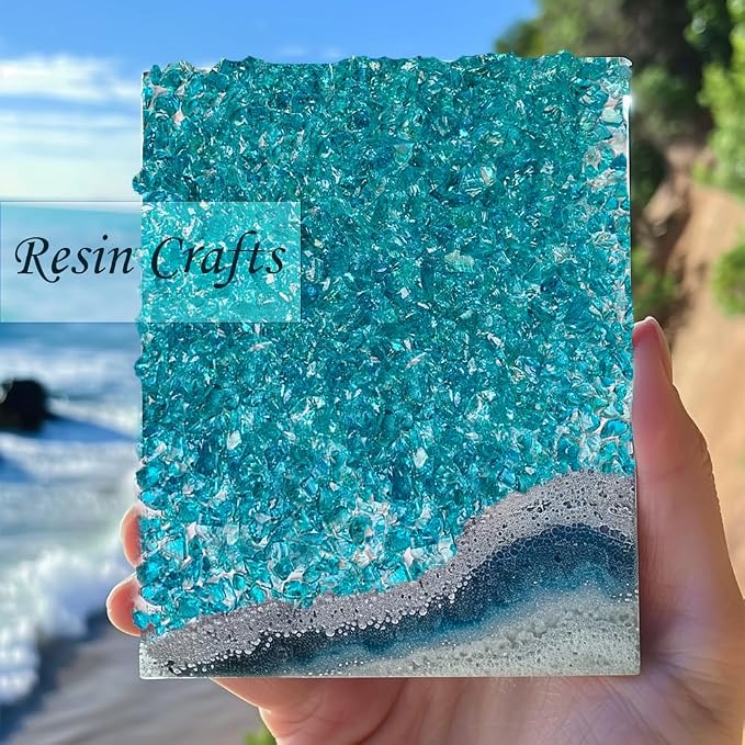 1.3 LB Teal Crushed Sand Broken Fire Glass Pieces - Image 2