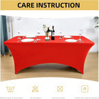 2-Pack 6ft Red Spandex Table Covers - Image 6