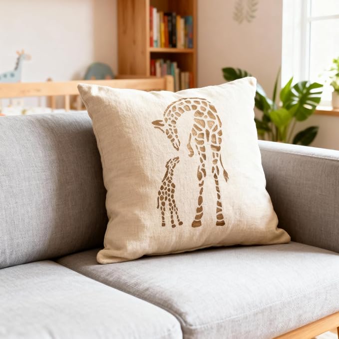 TIAMECH A4 Reusable Mum and Son Giraffe Stencil - Image 4