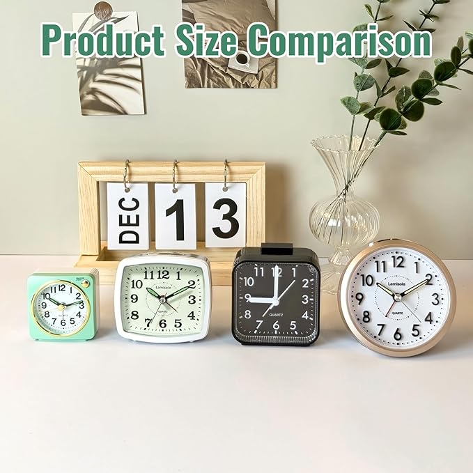 Lamisola Small Pink Kids Desk Alarm Clock, Analog Travel Battery Operated Clock - Image 7