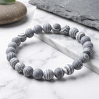 48pcs Natural Matte Black and White Malachite Gemstone Beads，8mm Frosted Round - Image 4