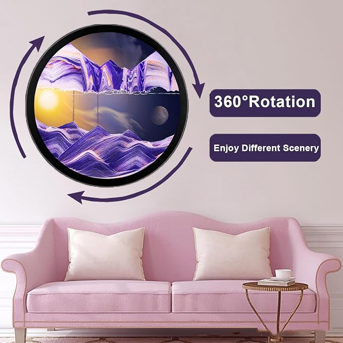 TNSLGHS Moving Sand Art, Wall Mounted Sand Art Liquid Motion, 360°Rotate Moving - Image 2