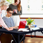 Byliable 34" Square Folding Card Table, Fold-in-Half Utility Dining Portable - Image 7