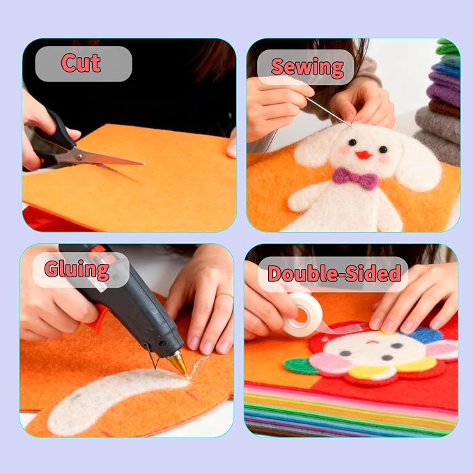120 Pcs Craft Felt Sheets, 4 x 4 inch Soft Felt Squares - Image 5