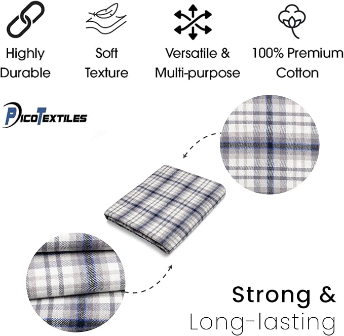 Pico Textiles 15 Yards Bolt White and Gray Tartan Plaid Flannel Fabric - Image 4