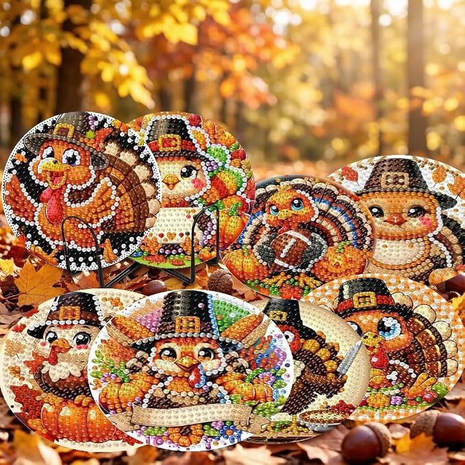 LWZAYS 8 Pcs Turkey Diamond Art Coasters Kit - Image 5