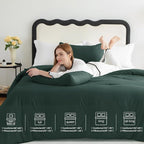 CozyLux Queen Comforter Set Forest Green, 3 Pieces Solid Comforters Queen Size - Image 7