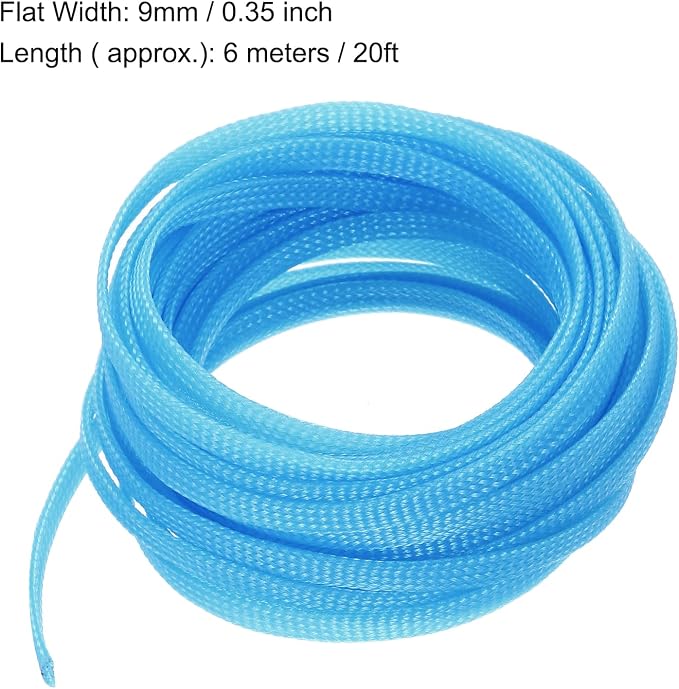 uxcell PET Expandable Sleeving 20ft 1/4" Sky Blue Cable Management Sleeve Cord - Image 3