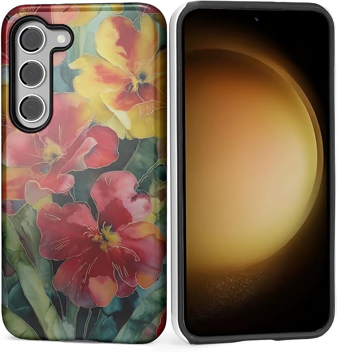 Case for Samsung Galaxy S23 Case, Vintage Floral Girly Design Hybrid Dual by Kapadiy