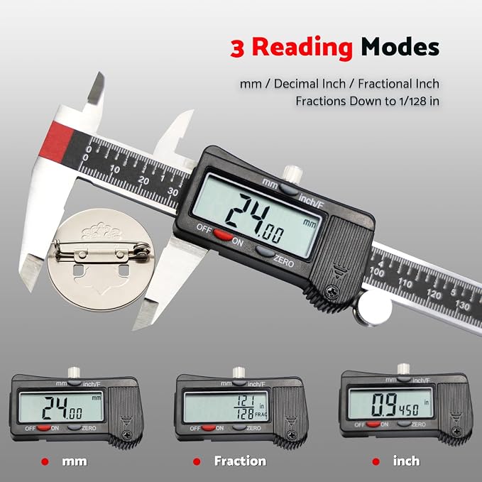 S&F STEAD & FAST Digital Calipers 6 inch, Caliper Measuring Tool, Stainless - Image 3