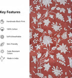 E-Tailor® Hand-Block Printed Pre-Cut Cotton Fabric Ideal - Image 3