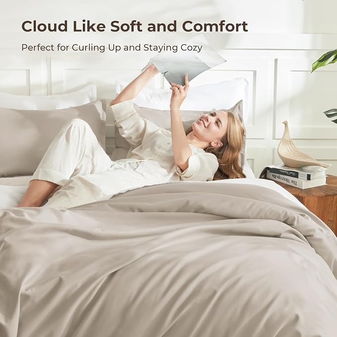 Litanika Oatmeal Twin/Twin XL Comforter Set, 2 Pieces Lightweight Solid Bedding - Image 2
