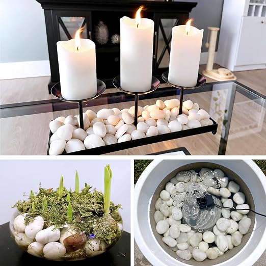 2.2 lb Natural Polished White Pebbles, 1-2 Inch Decorative White Rocks - Image 7