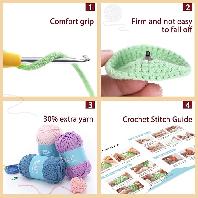 CrochetBox Crochet Kit for Beginner, Highland Cow and Owl Learn How to Crochet - Image 5