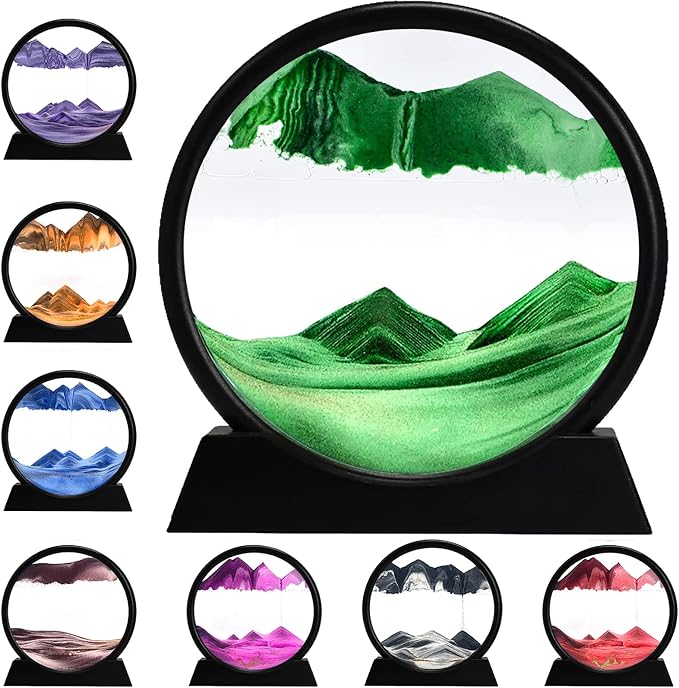 rysnwsu 3D Dynamic Sand Art Liquid Motion, Moving Sand Art Picture Round Glass by rysnwsu